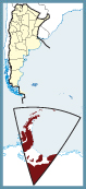 Situación del mapa de la provincia de Antártida Argentina