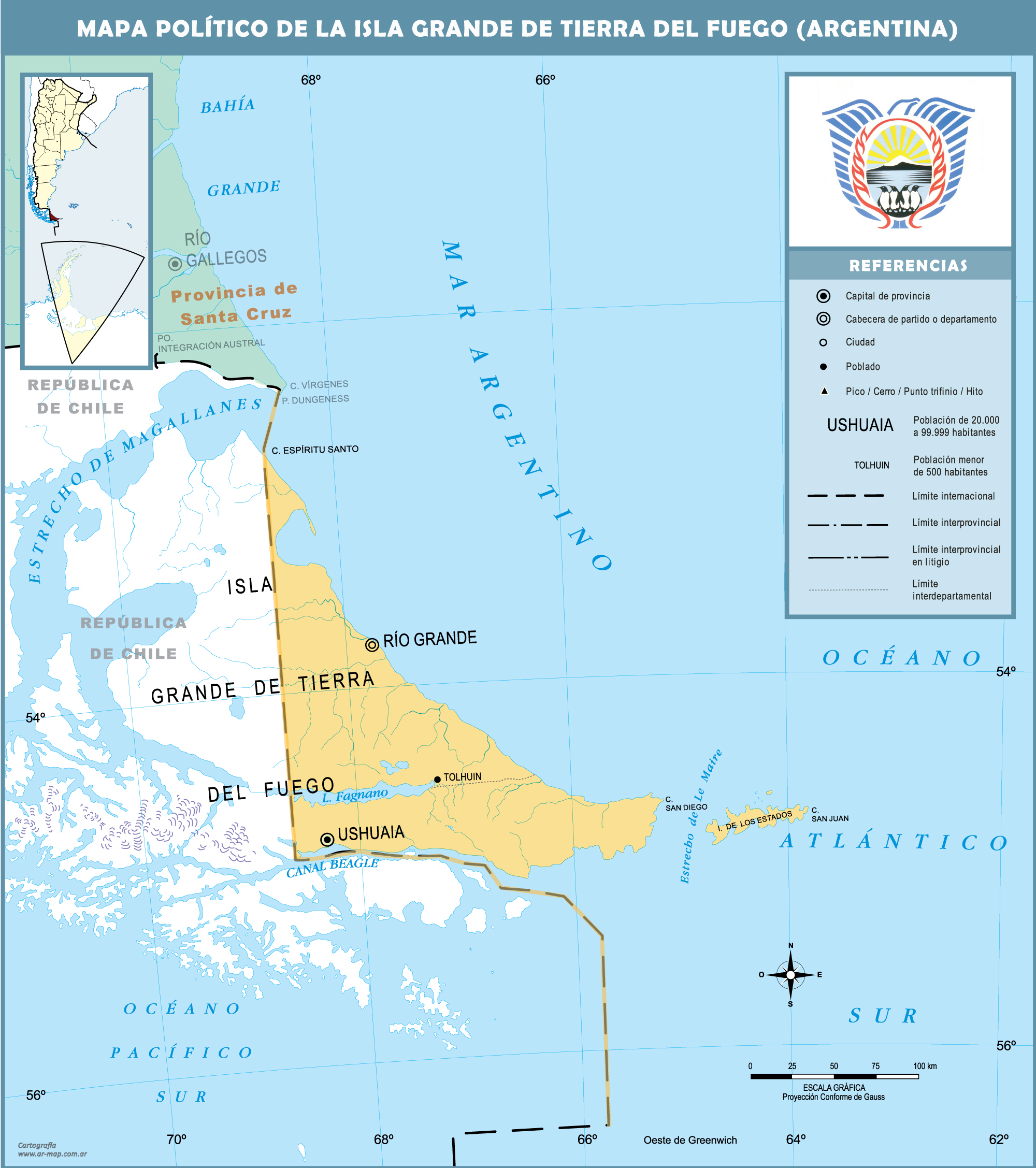 Mapas de Isla Grande de Tierra Del Fuego | Mapoteca