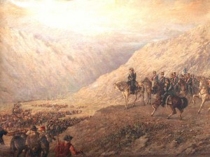 San Martín contempla a su ejército en el cruce de los Andes
