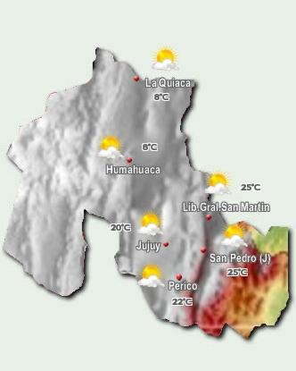 Temperaturas simultáneas en diversas localidades de la provincia