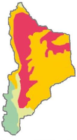 Mapa que ilustra el estado de desertificación de los suelos en la provincia del Neuquén